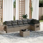 vidaXL Salon de jardin avec coussins 7 Pièces gris résine tressée