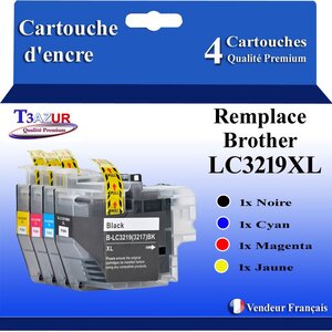 T3AZUR Lot de 4 Cartouches compatibles avec Brother LC3217 / LC3219XL pour Brother MFC-J6535DW MFC-J6535DW XL MFC-J6730DW