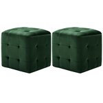 vidaXL 2 Pièces Poufs Vert 30 x 30 x 30 cm Tissu velours