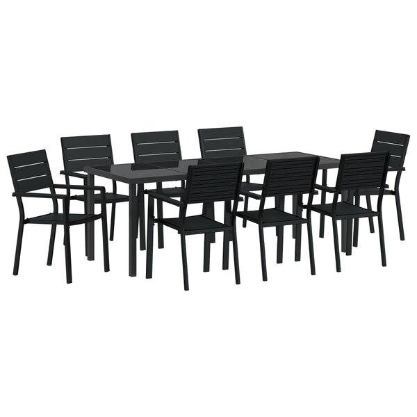 vidaXL Ensemble de salle à manger de jardin 9 pièces HDPE noir