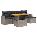 vidaXL Salon de jardin 6 Pièces avec coussins gris résine tressée