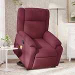 vidaXL Fauteuil inclinable de massage Rouge bordeaux Tissu