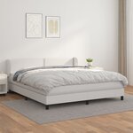 vidaXL Sommier à lattes de lit avec matelas Blanc 180x200cm Similicuir