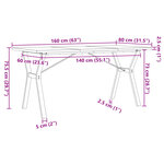 vidaXL Table à manger cadre en Y 160x80x75 5 cm bois pin massif acier