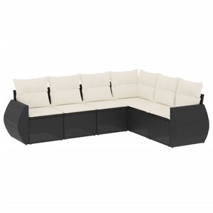vidaXL Salon de jardin 6 Pièces avec coussins noir résine tressée