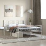 vidaXL Cadre de lit métal avec tête de lit/pied de lit blanc 135x190cm