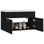 vidaXL Armoire d'évier avec lavabo intégré Noir Aggloméré
