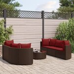 vidaXL Salon de jardin avec coussins 7 Pièces marron résine tressée