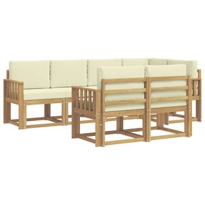 vidaXL Ensemble de canapés d'extérieur 7 Pièces Blanc et crème Polyester