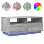 vidaXL Table basse avec lumières LED sonoma gris 90x49x40 cm