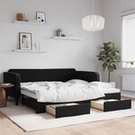vidaXL Lit de jour avec gigogne et tiroirs noir 100x200 cm velours