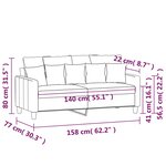 vidaXL Canapé à 2 places Gris foncé 140 cm Tissu