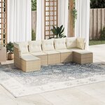 vidaXL Salon de jardin avec coussins 7 Pièces beige résine tressée