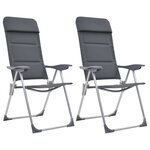 vidaXL Chaise de camping 2 Pièces Gris 58x69x111 cm Aluminium