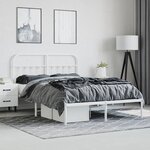 vidaXL Cadre de lit métal avec tête de lit blanc 140x200 cm