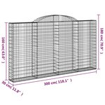 vidaXL Paniers à gabions arqués 3 Pièces 300x30x160/180 cm fer galvanisé