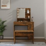 vidaXL Ensemble de coiffeuse avec LED Chêne fumé Bois d'ingénierie