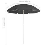 vidaXL Parasol d'extérieur avec mât en acier Anthracite 180 cm