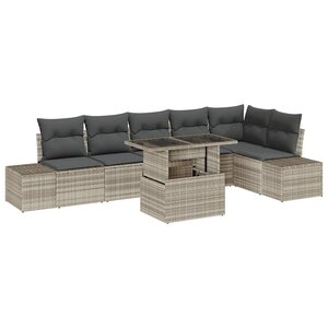 vidaXL Ensemble de canapé de jardin 7 Pièces Gris clair Poly rotin