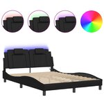 vidaXL Cadre de lit avec lumières LED noir 140x190 cm similicuir