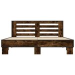 vidaXL Cadre de lit chêne fumé 150x200 cm bois d'ingénierie et métal