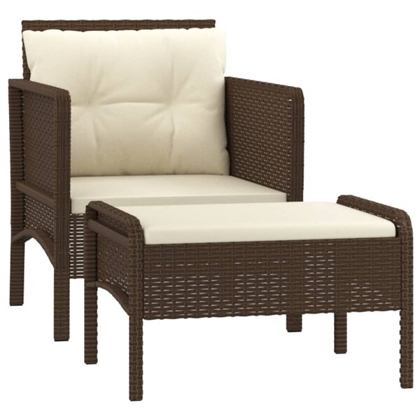vidaXL Salon de jardin 2 Pièces avec coussins Marron Résine tressée