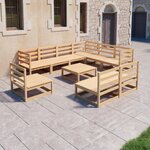 vidaXL Salon de jardin 10 Pièces bois de pin massif