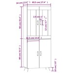 vidaXL Buffet haut Sonoma gris 69 5x34x180 cm Bois d'ingénierie