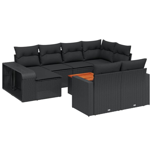 vidaXL Salon de jardin 11 Pièces avec coussins noir résine tressée
