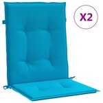 vidaXL Coussins de chaise de jardin à dossier bas lot de 2 bleu