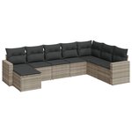 vidaXL Salon de jardin 8 Pièces avec coussins gris clair résine tressée
