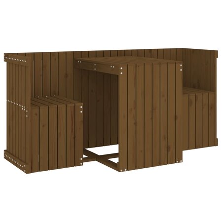 vidaXL Set de balcon 2 places marron miel bois de pin massif