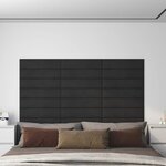 vidaXL Panneaux muraux 12 Pièces Noir 60x15 cm Velours 1 08 m²