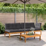 vidaXL Salon palette de jardin avec coussins 3Pièces bois d'acacia massif
