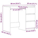 vidaXL Bureau Blanc 90x45x76 cm Bois d’ingénierie