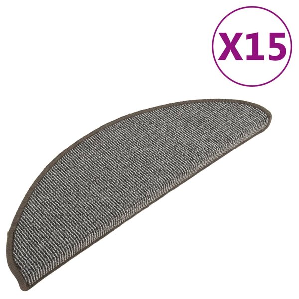 vidaXL Tapis de marches d'escalier 15 Pièces Gris 65x21x4 cm