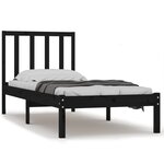 vidaXL Cadre de lit Noir Bois de pin massif 75x190 cm Petit simple