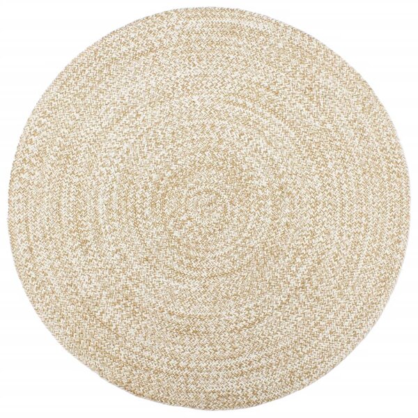 vidaXL Tapis fait à la main Jute Blanc et marron 240 cm