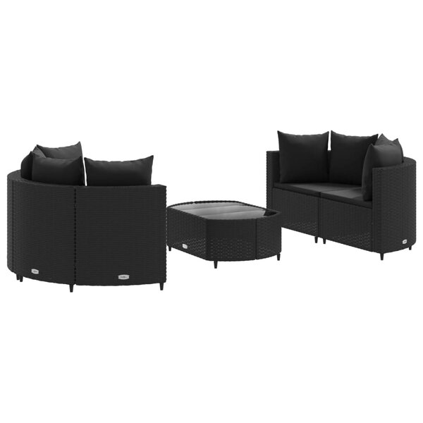 vidaXL Salon de jardin 5 Pièces avec coussins noir résine tressée