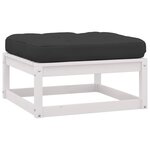 vidaXL Salon de jardin 10 Pièces avec coussins Blanc Bois de pin massif
