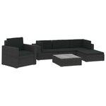 vidaXL Salon de jardin 6 Pièces avec coussins résine tressée noir