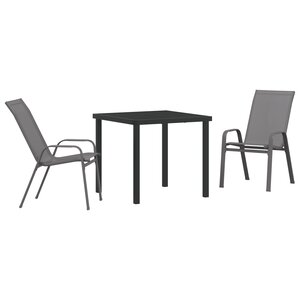 Ensemble de salle à manger de jardin 3 pièces vidaXL Gris et Acier