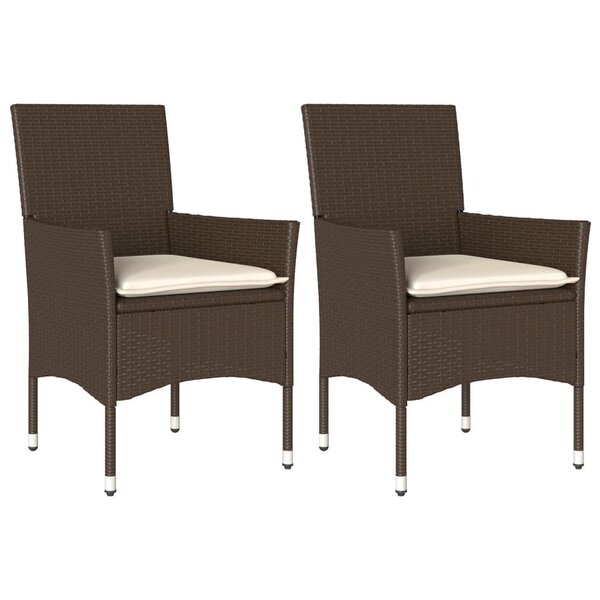 vidaXL Chaises de jardin avec coussins lot de 2 marron résine tressée