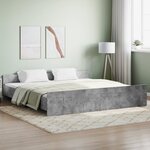 vidaXL Cadre de lit tête de lit et pied de lit gris béton 180x200 cm