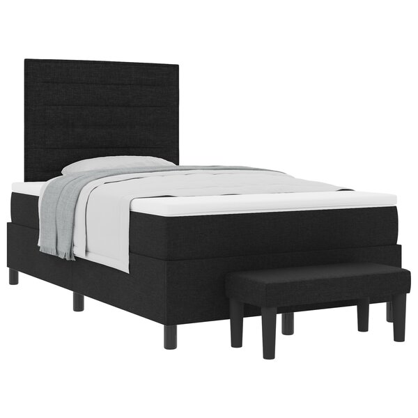 vidaXL Lit à Sommier avec Matelas et Banc Noir 120x190 cm Tissu