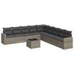 vidaXL Salon de jardin avec coussins 10 Pièces gris résine tressée