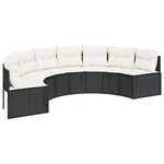 vidaXL Canapé de jardin avec coussins demi-rond noir résine tressée