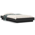 vidaXL Cadre de lit avec lumières LED noir 90x200 cm bois d'ingénierie