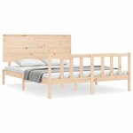 vidaXL Cadre de lit avec tête de lit king size bois massif