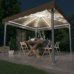 vidaXL Tonnelle avec guirlande lumineuse LED 300x300cm Taupe Aluminium